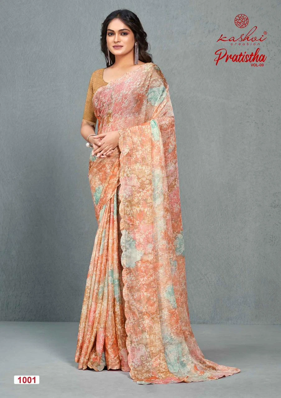 Kashvi Creation Pratistha Vol 9 Brasso Wholesale Sarees Catalog — Wholesale Sarees, Kashvi Creation wholesale from Surat - Gallery Image 7